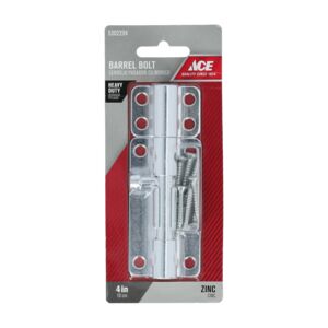 Ace Heavy Duty Durable Zinc-Plated Steel Barrel Bolt Silver 4inch 01-3008-308